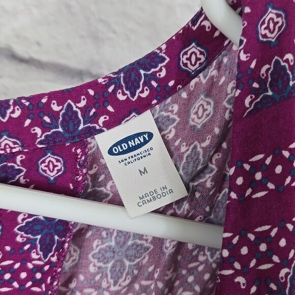 Old Navy Purple Sleeveless V-Neck Shift Dress Women Keyhole Lightweight V-Neck - Picture 6 of 8